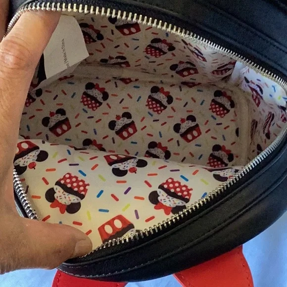 Loungefly Minnie Mouse Backpack Black and Red with Ears and Bow - Picture 10 of 16